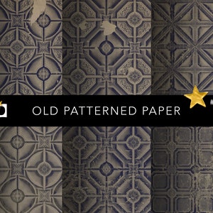 May include: Three patterned paper samples with a distressed, aged look. The patterns are geometric and feature a blue and gold color scheme. The text "OLD PATTERNED PAPER" is printed in black at the bottom of the image. The number "#0259" is printed in black in the top right corner.