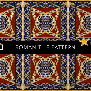 Roman Tile Patterned Printable Paper | Vintage Scrapbook Decorative Endpaper | Seamless Design