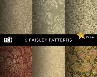 Vintage Paisley Flower Printable Patterns | Old Ornamental Papers | Seamless Decorative Endpaper Design | Digital Paper Pack