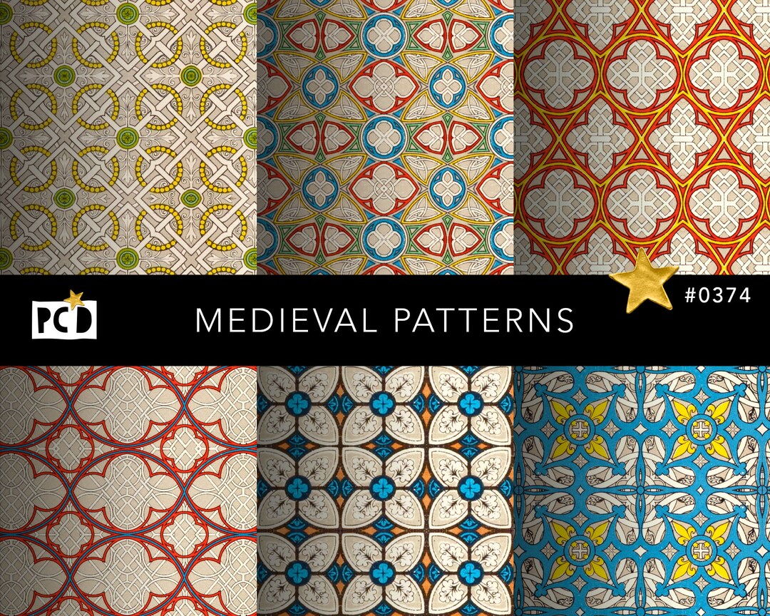Tracery Pattern 6 Medieval Gothic Tracery Patterns | High Res Encaustic Tile Digital ...
