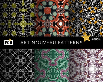 Art Nouveau Seamless Ornamental Patterns | Bold 300 DPI Tiling File | Endpapers & Decoupage Sheets | 12x12