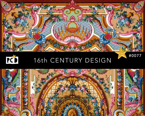 Rococo Ceiling Decoration Historical Print | Massive 300 DPI File | Vintage Papers & Wall Art Decor