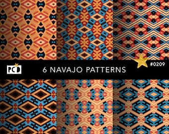 Navajo Digital Paper Pack | Southwestern Geometric Seamless Pattern | Tribal Scrapbook Print | Native American Design