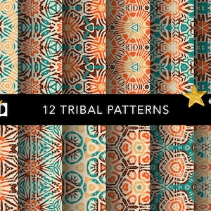Vintage Scrapbook Printable Paper | Old Tribal Pattern | Decorative Woodblock Print | Digital Bookbinding Endpaper Paper Pack