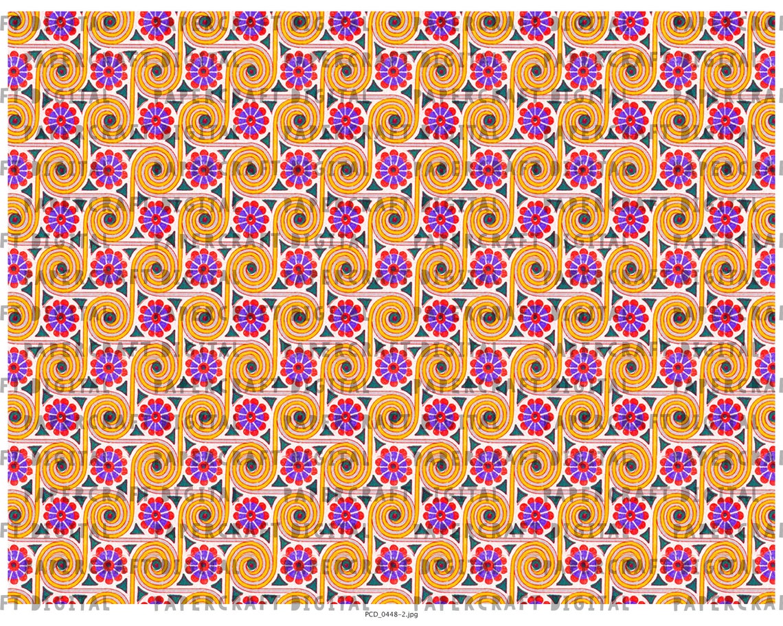 Vibrant Egyptian Seamless Patterns | Lotus Scroll Historical Digital ...