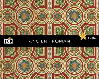 Renaissance Ceiling Fresco Pattern | High Res Roman Digital Paper | 300 DPI Endpapers | Commercial Use Instant Download
