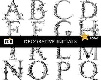 Old Medieval Illuminated Initials | Medieval Alphabet | Decorative Font | Digital Transparent PNG Pack