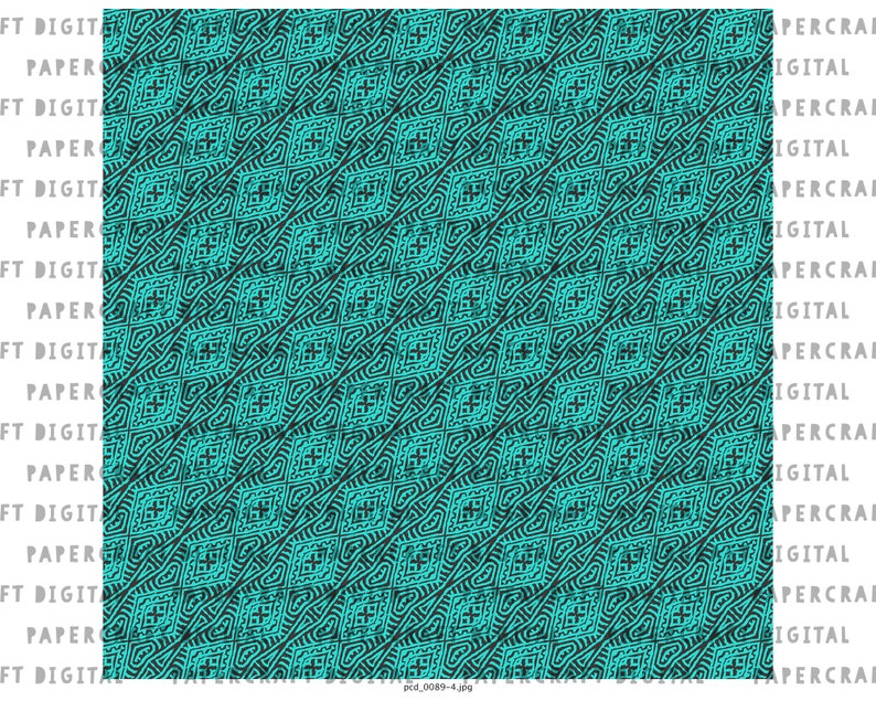 May include: A seamless pattern with a geometric design. The pattern is made up of black lines on a turquoise background. The lines create a series of squares and diamonds.