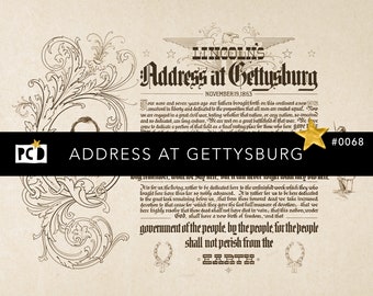 Gettysburg Address Historical Print | Lincoln Speech 300 DPI Faux Vellum | Endpapers & Dark Academia Decor