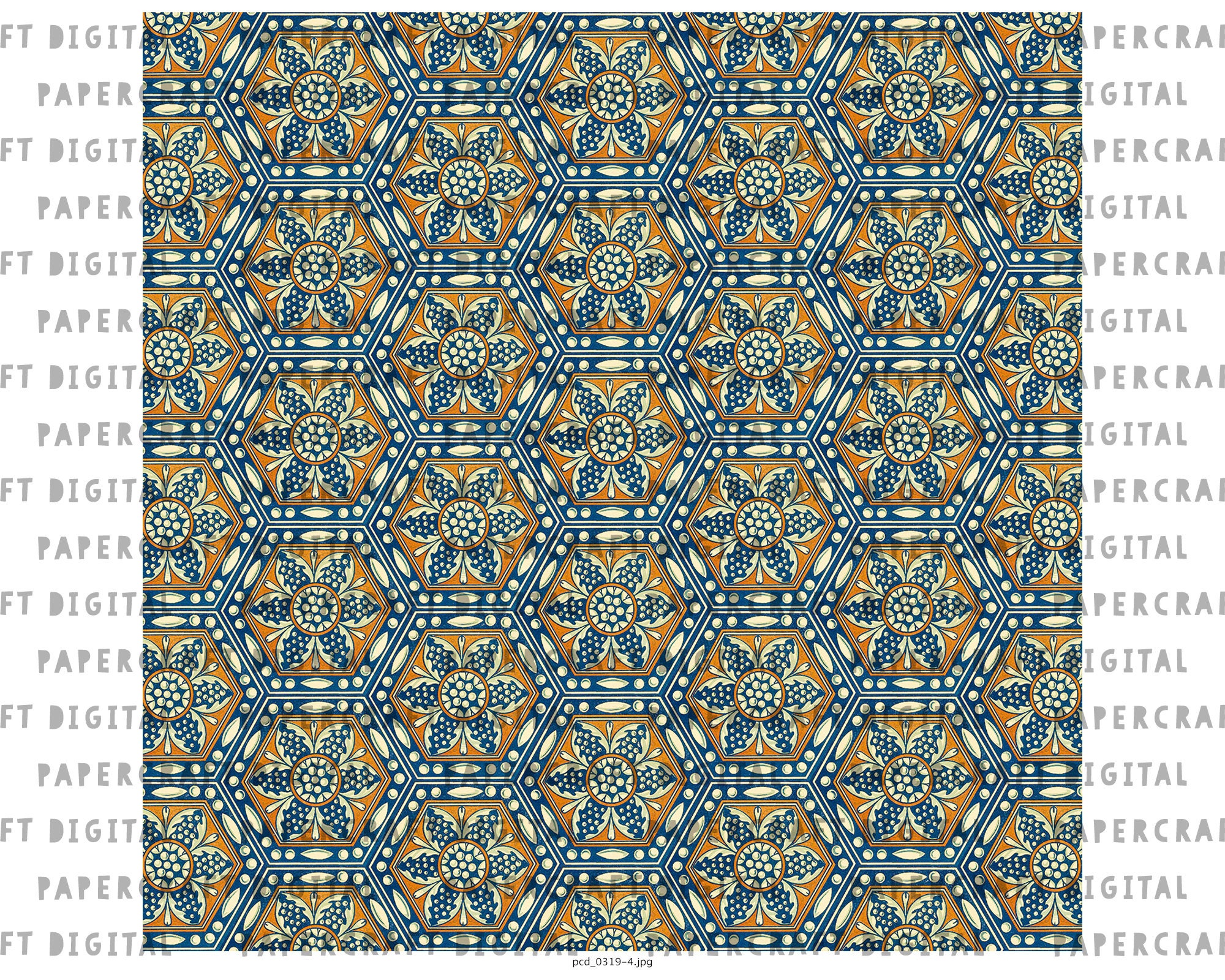 Vintage Scrapbook Printable Paper Old Italian Hexagon | Etsy