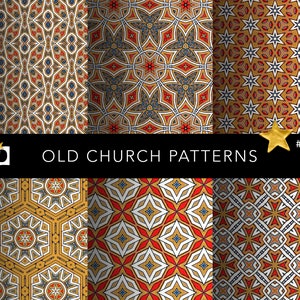 Alte Kirchenmuster | Katholische Dekopapiere | Endpapier Design | Digitales Gemustertes Papierpaket