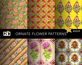 Vintage Floral Digital Paper Pack | Ornate 12x12 Tiling Files (300 DPI)