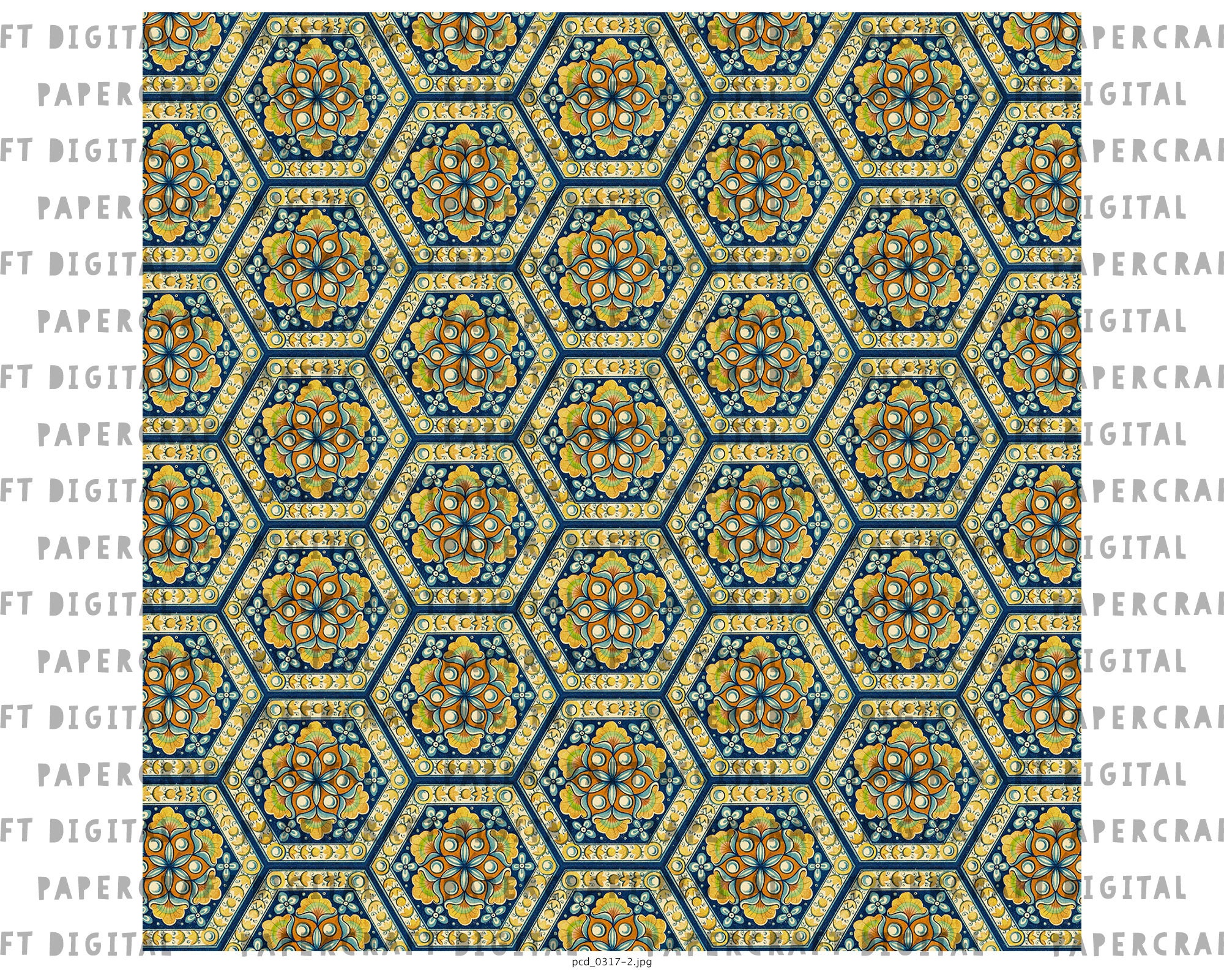 Vintage Scrapbook Printable Paper Old Italian Hexagon Pattern Seamless ...