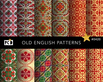Papel con patrón gótico inglés antiguo / Archivo de mosaico sin costuras (descarga digital)