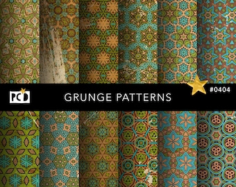 12 Grungy Geometric Patterns | Distressed Wallpaper Texture Digital Paper | Faux Authenticity Junk Journal Kit | Decoupage Art | 12x12