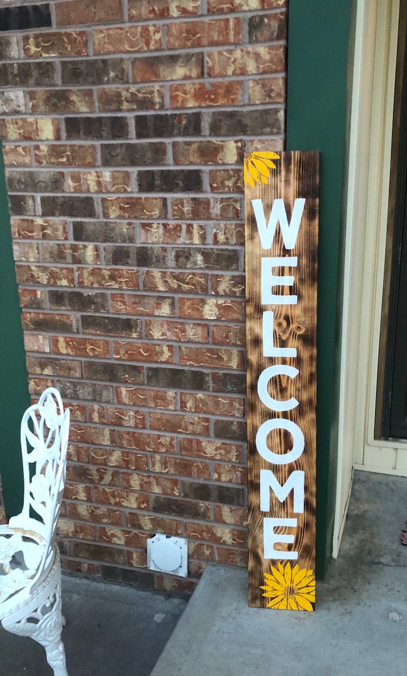 country home decor porch sign rustic post Welcome sign post burnt wood