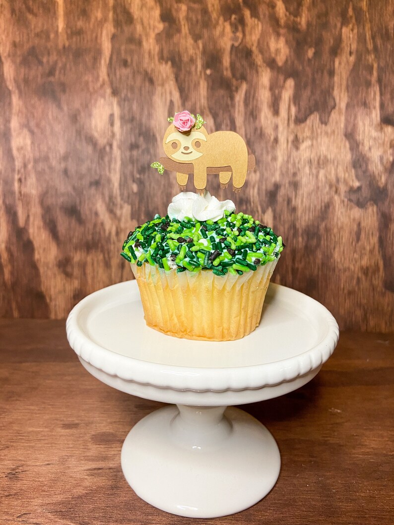 1 Dozen Baby Sloth Cupcake Toppers Baby Shower First Etsy