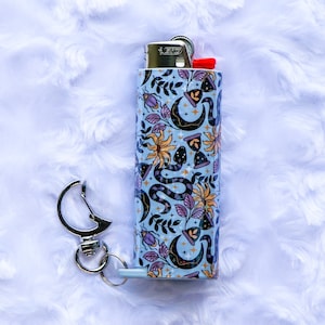 The Serpent's Garden - Holographic w/ Moon Clasp  - Keychain Lighter Sleeve - Celestial Lighter Case - Lighter Case - Lighter NOT Included!