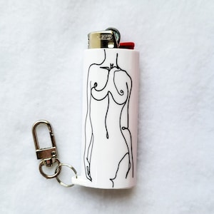 Line Art Women - Body Keychain Lighter Sleeve - Lighter Case - Lighter Accessory - Customizable - Lighter Not Included!