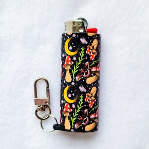 Mushroom Meadows - Keychain Lighter Sleeve - For Standard BIC Lighter - Lighter NOT Included - Lighter Case - Cute Accessories!
