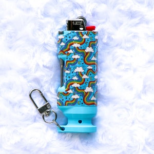 Rainbow Dreams - Holographic - Bee Blazin' Lighter Sleeve - Hemp Wick Lighter w/ Pokie  - BIC Lighter Not Included