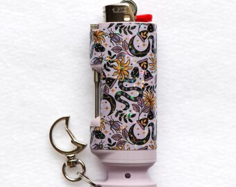 The Serpent's Garden - Holographic w/ Moon Clasp - Bee Blazin' Lighter Sleeve - Hemp Wick Lighter - Poker  - BIC Lighter Not Included