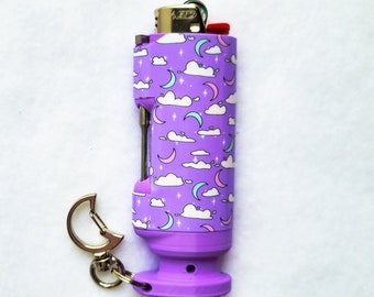 Enchanting Sky - Bee Blazin' Lighter Sleeve w/ Moon Clasp - Hemp Wick Lighter - Poker - Aesthetic Lighter Sleeve - BIC Lighter Not Included
