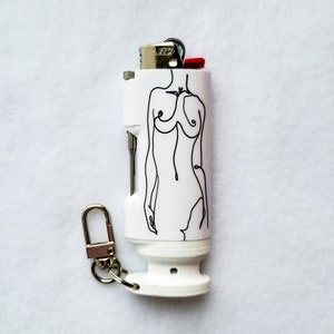 Line Art Women - Bee Blazin' Lighter Sleeve - Hemp Wick Lighter w/ Pokie - Bee Blazin' Lighter Sleeve - BIC Lighter Not Included