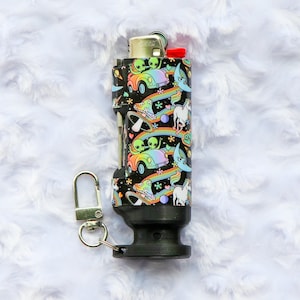 Pastel Lisa Frank - Bee Blazin' Lighter Sleeve - Hemp Wick Lighter w/ Pokie - Floral Lighter Case - BIC Lighter Not Included