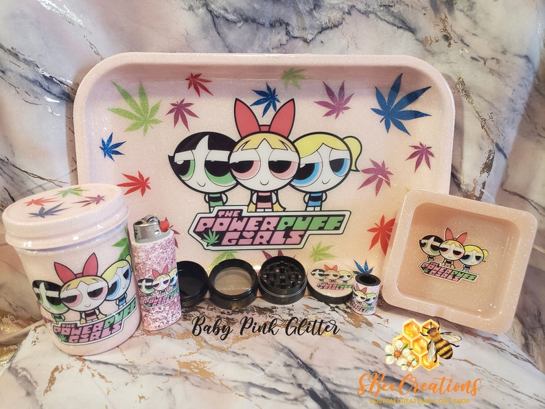 Rolling Tray Set Powerpuff Girls Glitter Rolling Tray Etsy
