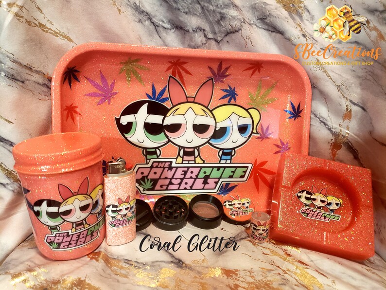 Rolling Tray Set Powerpuff Girls Glitter Rolling Tray Etsy