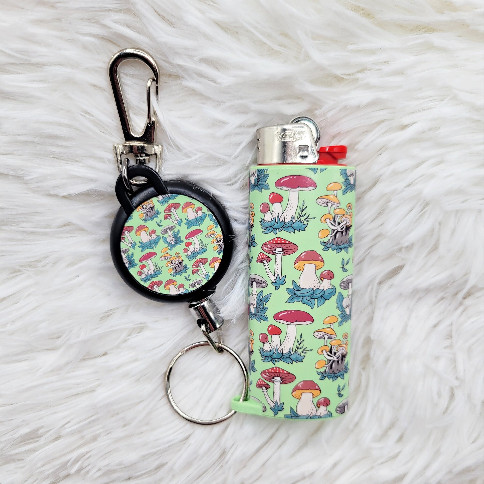 Mushroom Retractable Keychain Lighter Sleeve Lighter Case Etsy