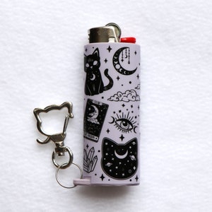 Witches Furr-miliar - Keychain Lighter Sleeve w/ Cat Clasp - Cute Lighter Case - Lighter Case - Lighter NOT Included!