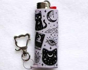 Witches Furr-miliar - Keychain Lighter Sleeve w/ Cat Clasp - Cute Lighter Case - Lighter Case - Lighter NOT Included!