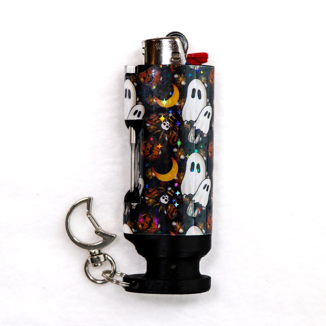 Eerie Night - Holographic with Moon Clasp - Bee Blazin' Lighter Sleeve - Hemp Wick Lighter w/ Pokie - BIC Lighter Not Included