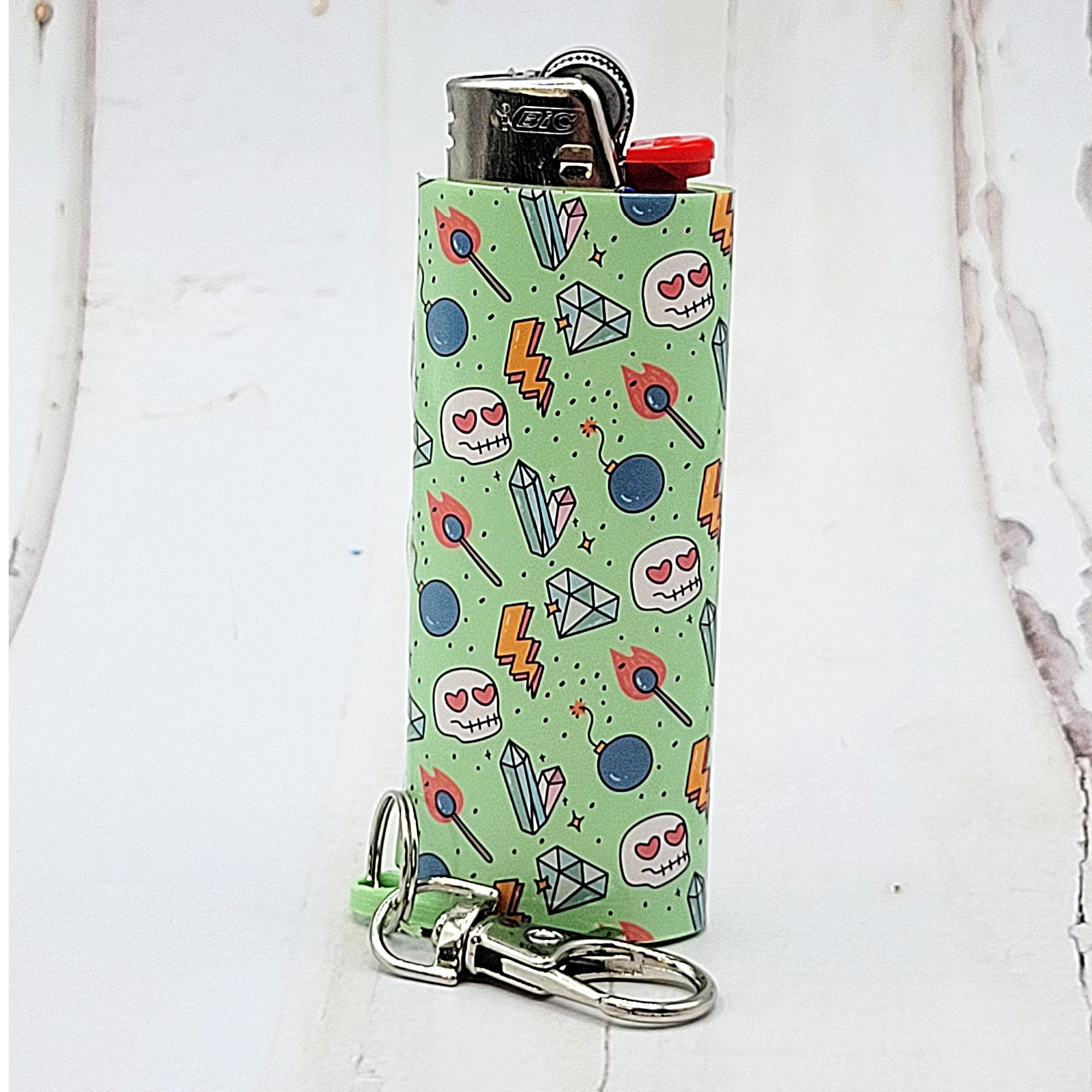 Skull Keychain Lighter Sleeve Lighter Case Keychain Etsy