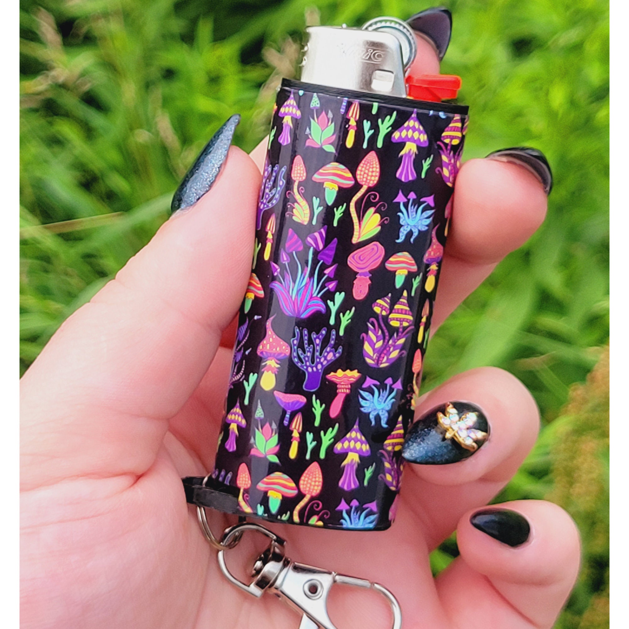 Mushrooms Keychain Lighter Sleeve Lighter Case Keychain Etsy