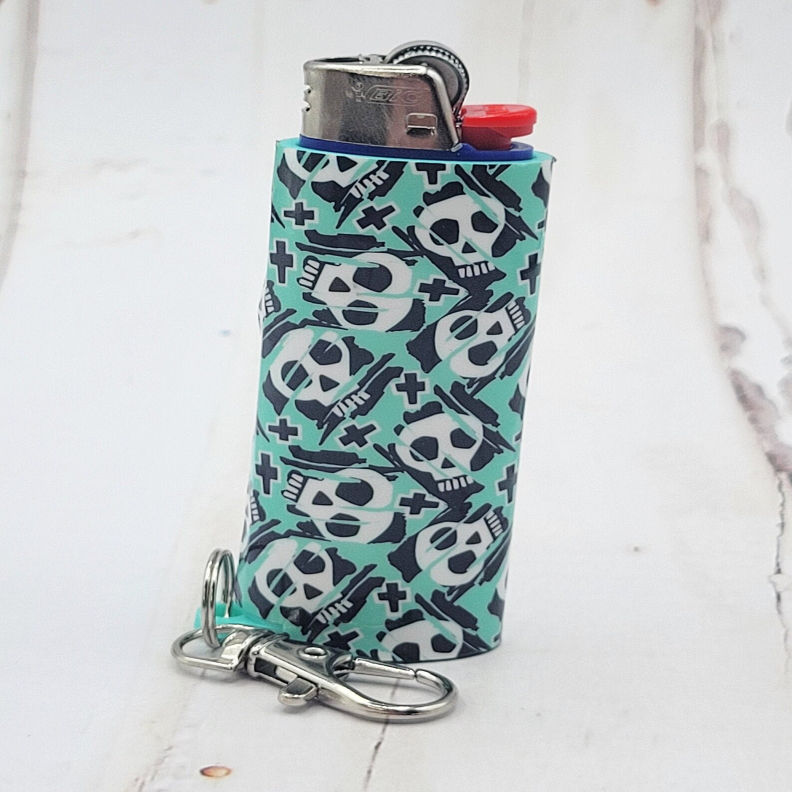 Skull Keychain Lighter Sleeve Lighter Case Keychain Etsy
