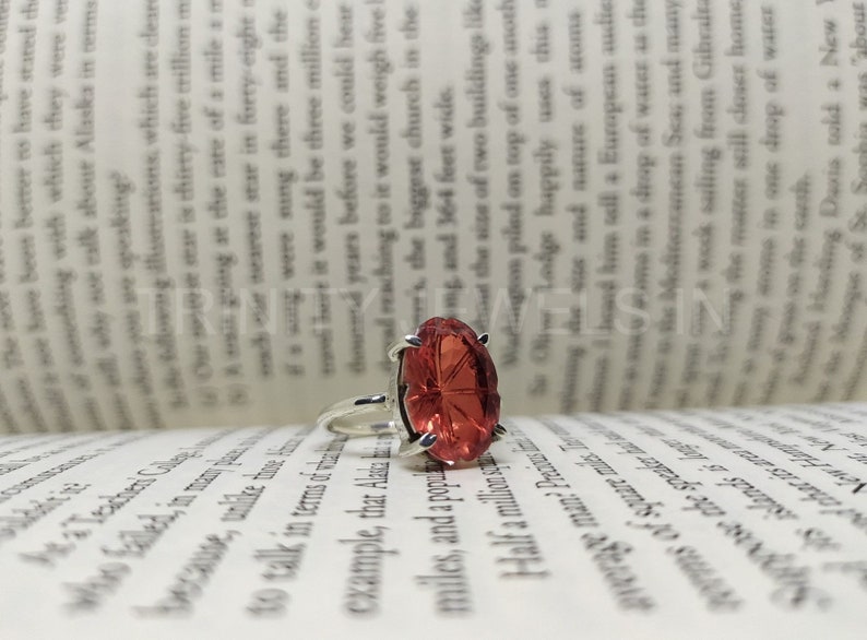Sale Natural Gemstone Faceted Gemstone Handmade Garnet Quartz Ring Red Color Stone 925 Sterling Silver Oval Shape Prong Setting