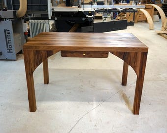 Handmade Walnut Desk – Solid Wood Writing Desk with Drawer – Modern Minimalist Office Desk – Made in France
