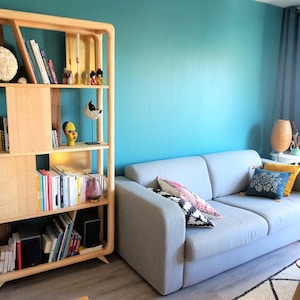 Eclectic Bookshelf, Wooden Library, Wood Bookcase, Apartment Bookshelf, Custom Wood shelves, Library Bookcase, Living Room Bookshelf