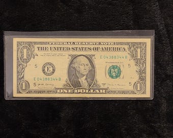 2017 A One Dollar Bill Rare Repeater Radar Serial Number E04388344B Fancy Serial Numbers Rare Seriel Number