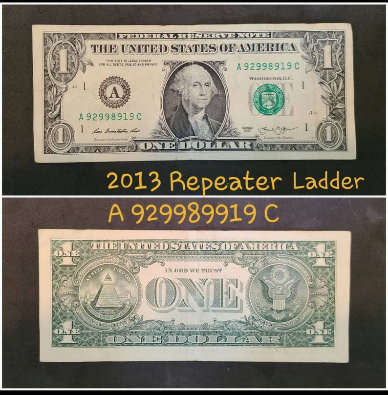 2013 One Dollar Bill Ladder and Repeater Serial Number A Etsy