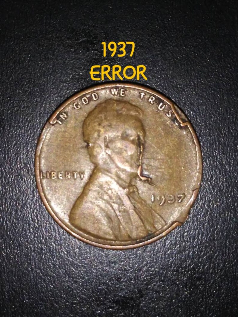 1937 Error Wheat Penny Lincoln Penny Error Wheat Pennies Error Etsy