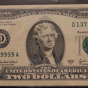2003 A 2 Dollar Bill Rare Consecutive Bills Ladder Run Fancy Serial ...