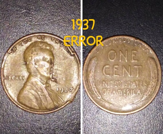 1937 Error Wheat Penny Lincoln Penny Error Wheat Pennies