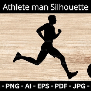 Athlete Man Running SVG Silhouette Male Runner Outline Clipart Fitness Jogging Cut File Download for Cricut and Silhouette, Instant Download