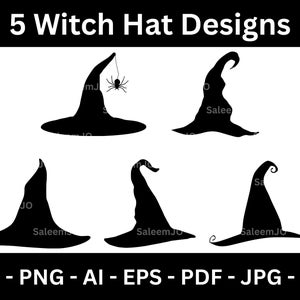 Witch Hat SVG Halloween Witch Hat Clipart, Spooky Witch Hat Cut File for Cricut and Silhouette, Cute Halloween Hat Design, Digital Download