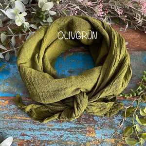 Neck scarf in many colors, shades of blue, shades of green, for young and old, cotton crepe, similar to muslin, 100% organic cotton, headscarf, headband image 7