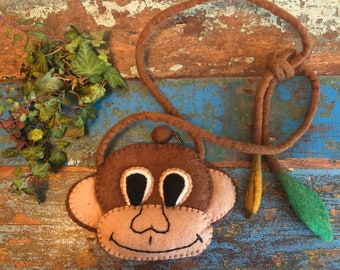 Kindertasche, AFFE, Monkey, Filztasche, Handtasche, Umhängetasche für Kinder, gefilzte Tasche